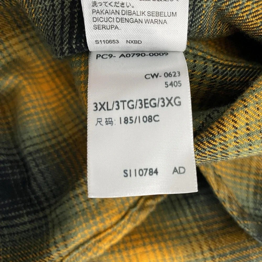 Levis Mens 3XL Flannel Button Up Shirt The Worker Relaxed Fit Plaid Orange Multi
